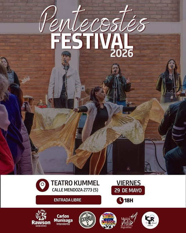 Pentecostés Festival 2026 en Rawson: música, danza y arte con entrada gratis