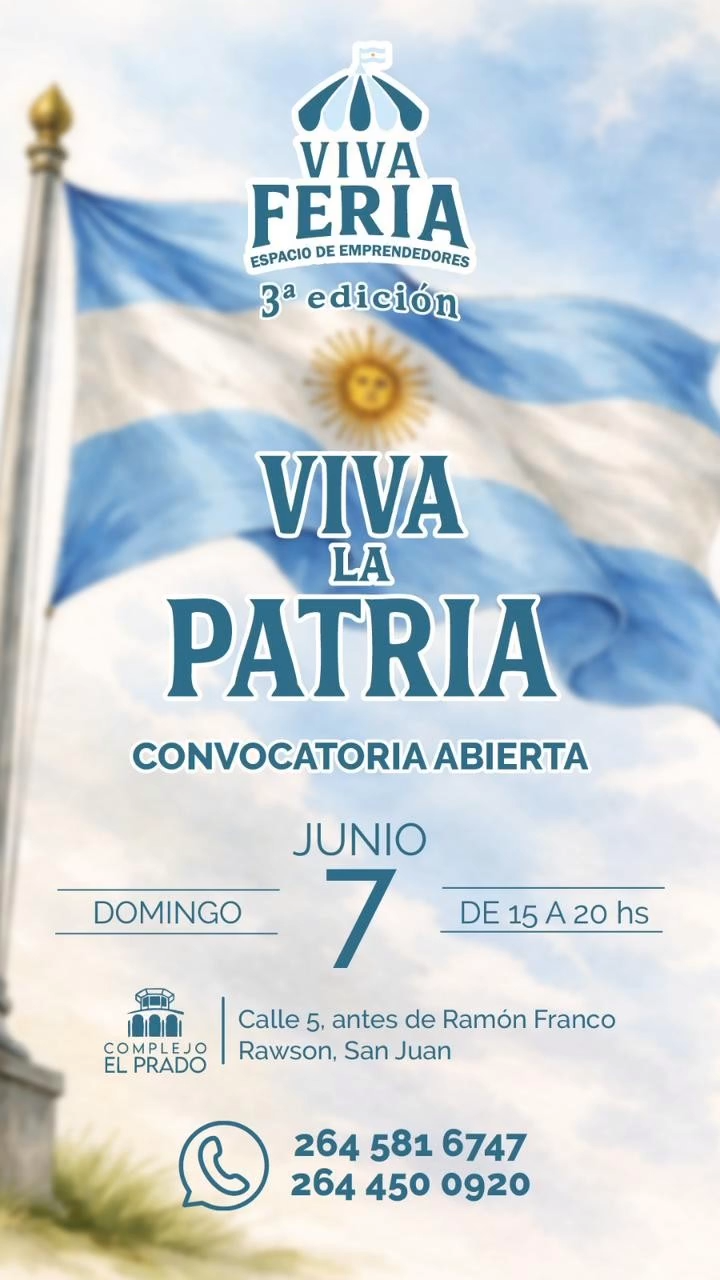 Viva Feria vuelve en Rawson: emprendedores y edición patria en El Prado