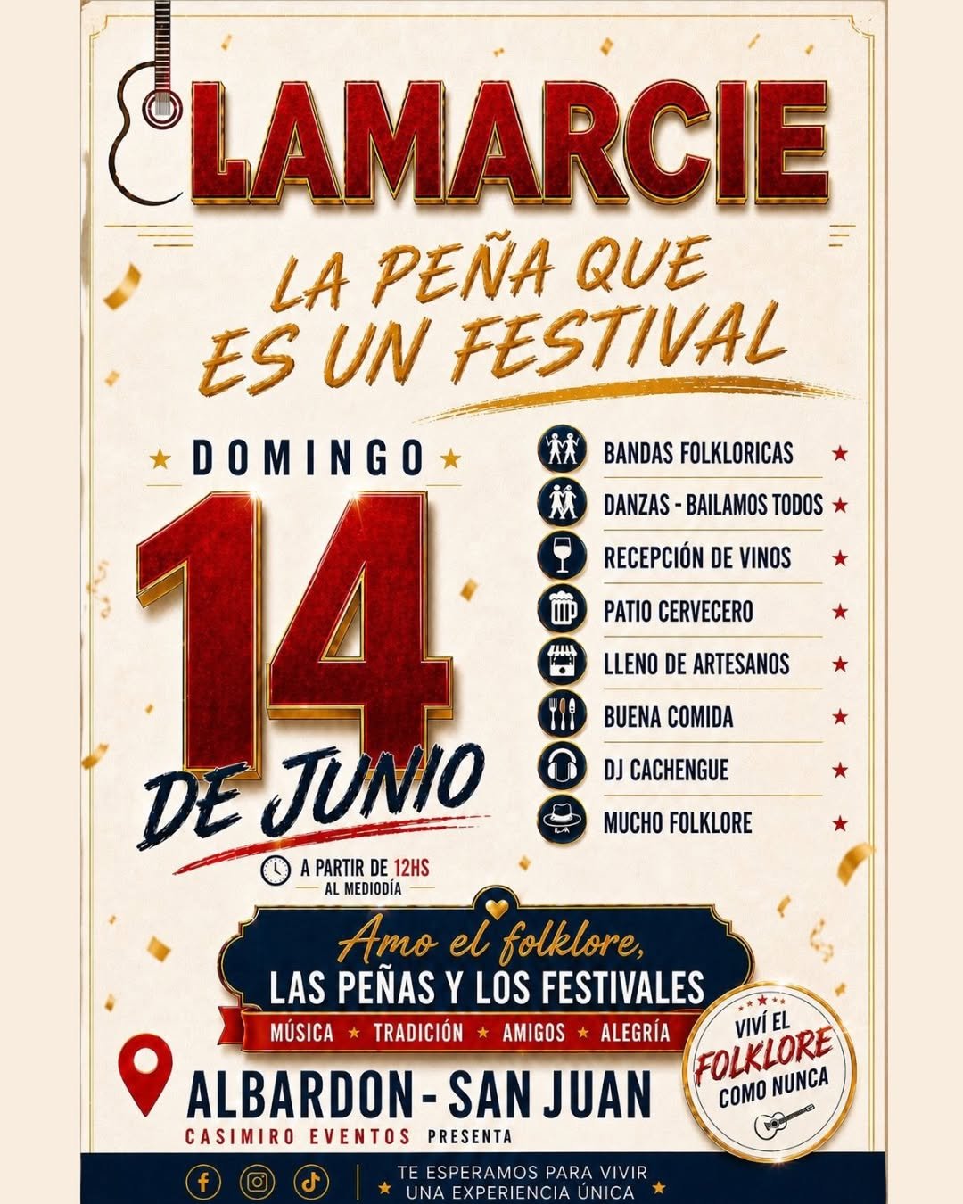 Peñas Lamarcie en Albardón: música, artesanos y gastronomía en junio