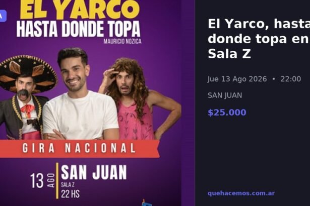 El Yarco, hasta donde topa: función en Sala Z para el 13 de agosto