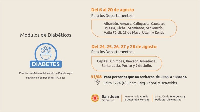 Comienza la entrega de módulos alimentarios para diabéticos en San Juan