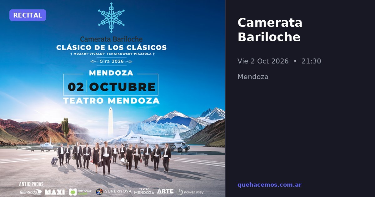 Camerata Bariloche en San Juan: fecha, horario y entradas